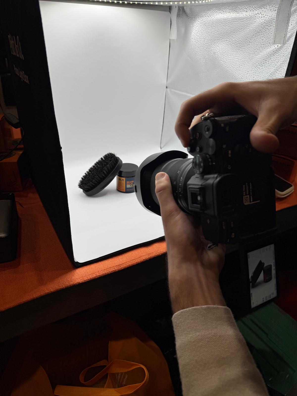 Productfotografie setup (camera + lichtbox)